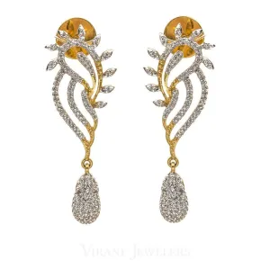 0.59CT Diamond Drop Angel Wing Earrings Set In 18K Yellow Gold