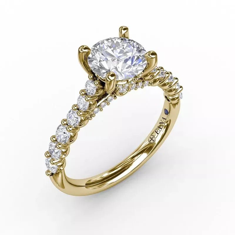 14K YELLOW GOLD GRADUATED DIAMOND ENGAGEMENT RING MOUNTING (SETTING ONLY)