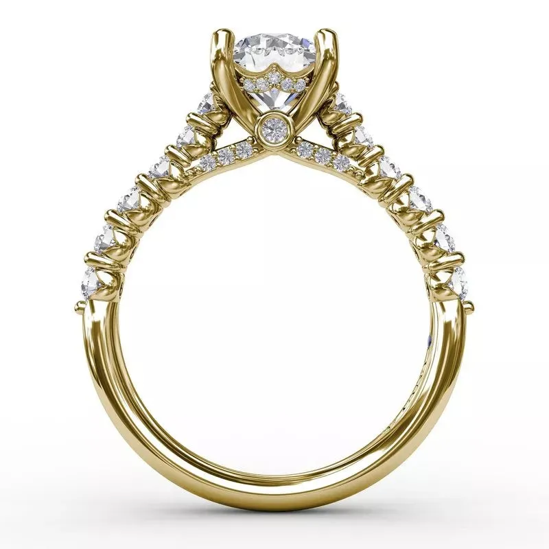 14K YELLOW GOLD GRADUATED DIAMOND ENGAGEMENT RING MOUNTING (SETTING ONLY)