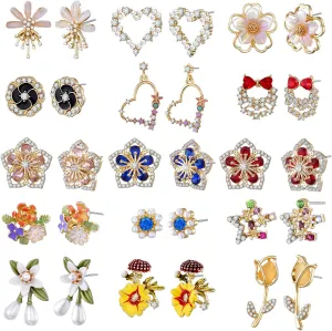 15 Pairs Bohemian Earrings for Women with Multi-design in Different Color -Cute Earrings for Teens- Boho Stud Earrings Sets for Women - Retro Jewelry Gift for Women