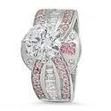 2 Carat Round Cubic Zirconia Engagement Ring Pink Heart Pave 14K White Gold