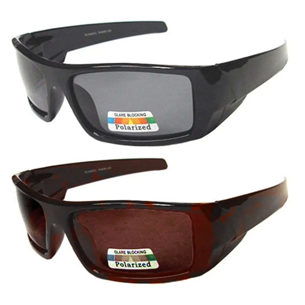 2 Pk Polarized Sunglasses Trendy Retro Sport Rectangular Wrap Anti Glare Unisex