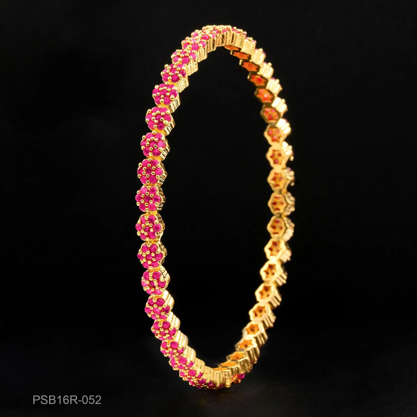 24ct Heavy Gold Plated Stone Bangle PSB16R-052