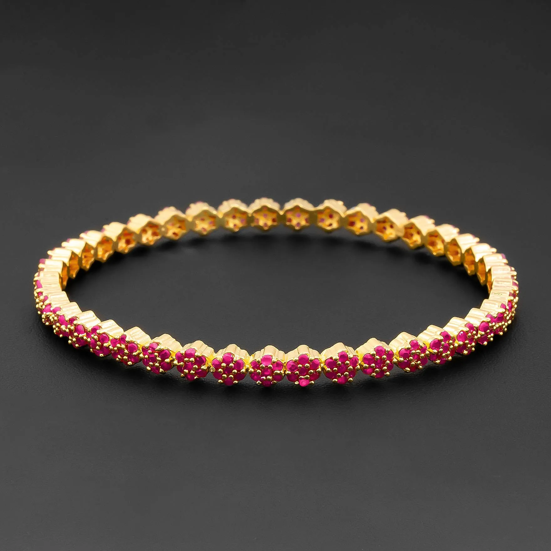 24ct Heavy Gold Plated Stone Bangle PSB16R-052
