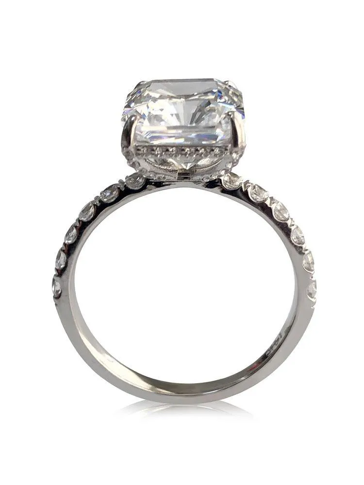 5 Carat Radiant Cut Highest Quality Cubic Zirconia Engagement ring 14 K White gold