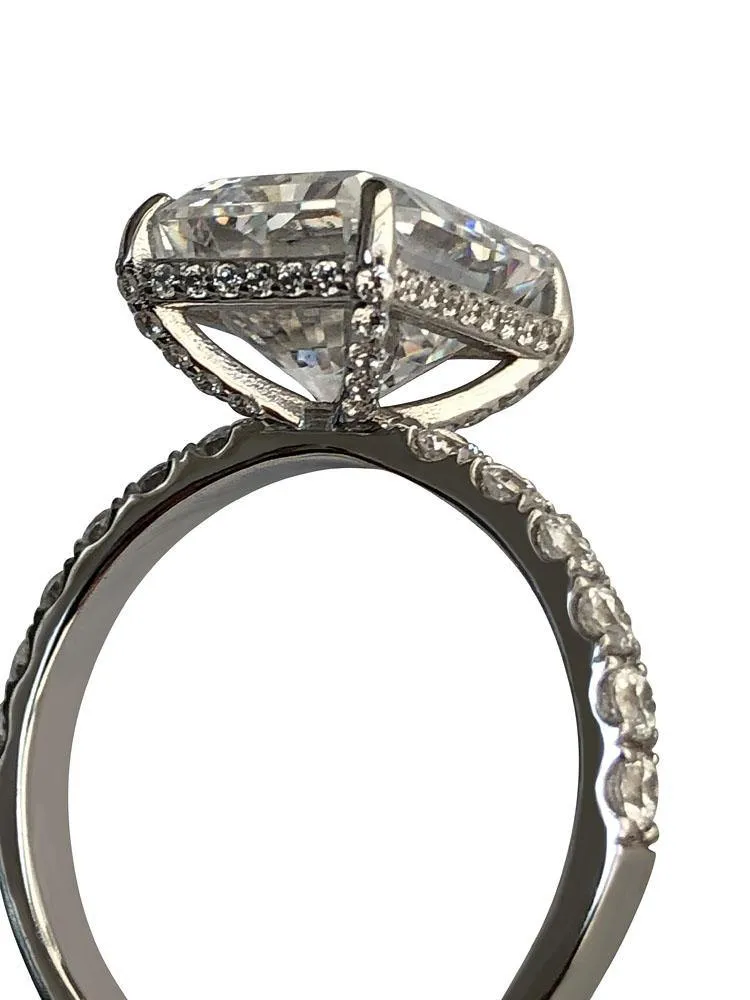 5 Carat Radiant Cut Highest Quality Cubic Zirconia Engagement ring 14 K White gold