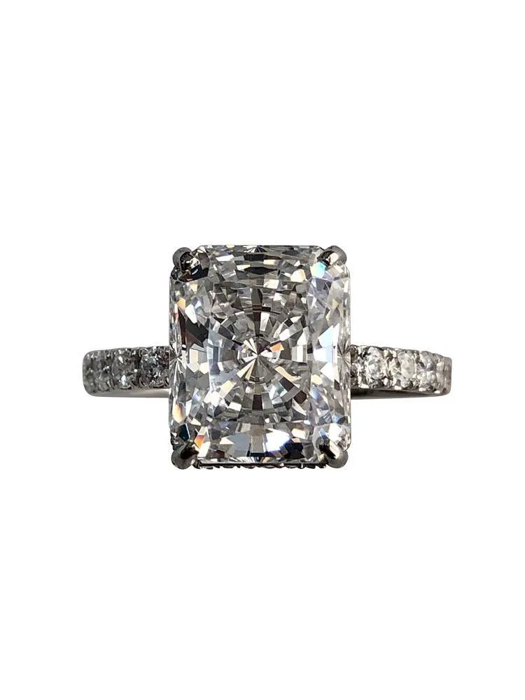 5 Carat Radiant Cut Highest Quality Cubic Zirconia Engagement ring 14 K White gold