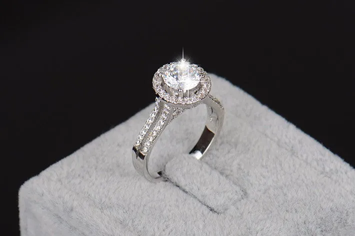 925 sterling Silver 5A ZC Crystal Zircon Flower Rings