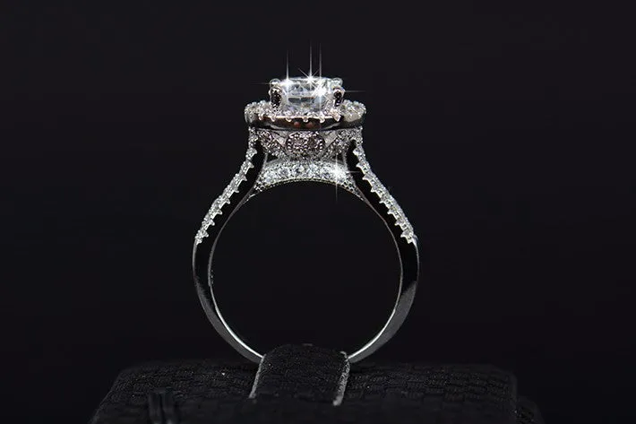 925 sterling Silver 5A ZC Crystal Zircon Flower Rings