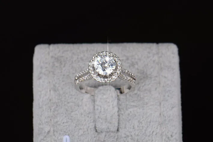 925 sterling Silver 5A ZC Crystal Zircon Flower Rings