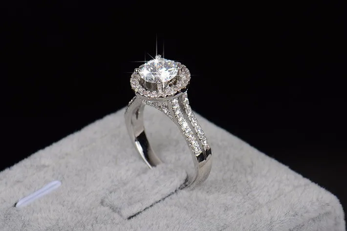 925 sterling Silver 5A ZC Crystal Zircon Flower Rings