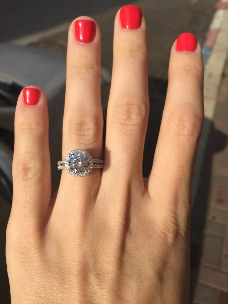 925 sterling Silver 5A ZC Crystal Zircon Flower Rings