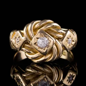 Antique Edwardian Diamond Trilogy Lovers Knot Ring 18Ct Gold Dated 1916