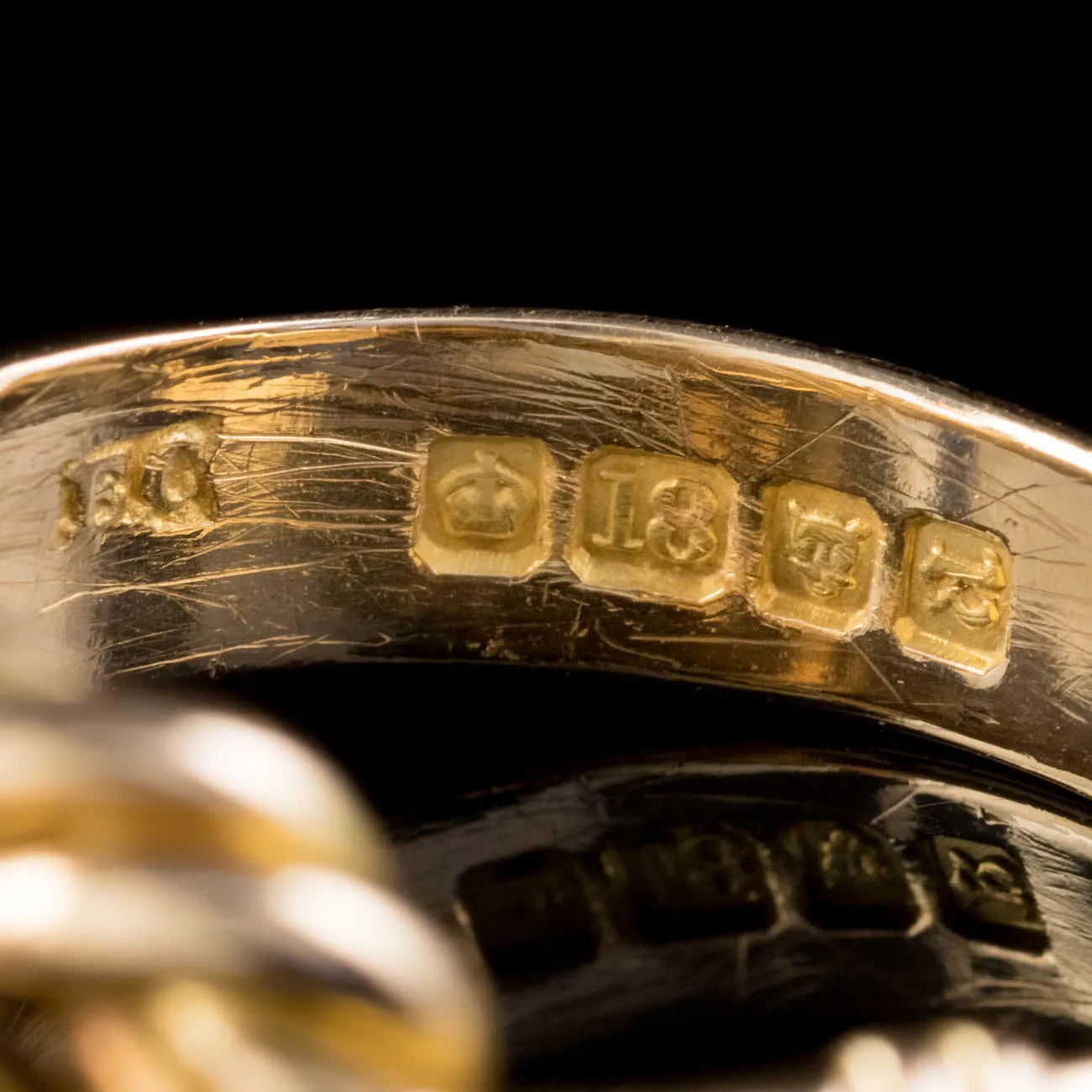 Antique Edwardian Diamond Trilogy Lovers Knot Ring 18Ct Gold Dated 1916