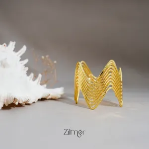 AS101116 -  Gold Toned Zig - Zag Adjustable Bangle
