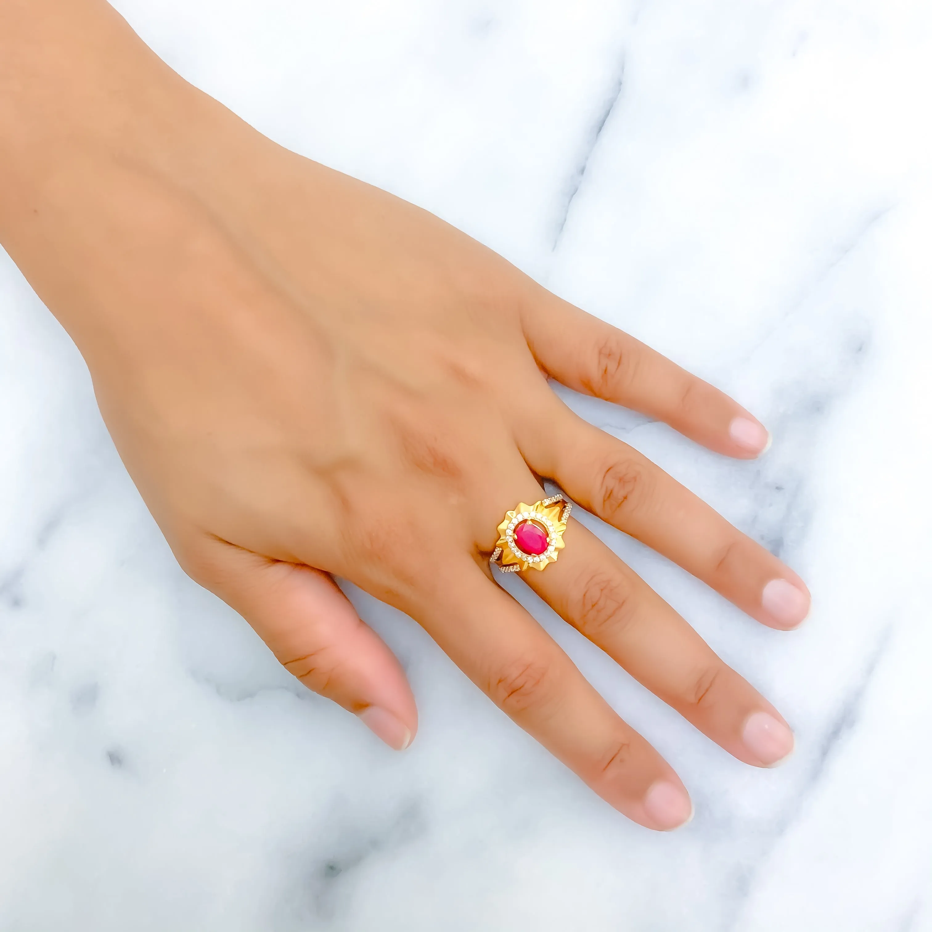 Blush Floral 22k Gold 22k Gold CZ Ring