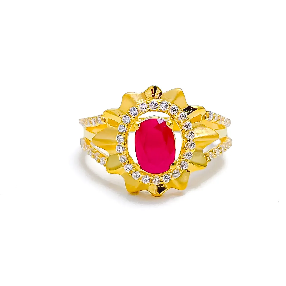 Blush Floral 22k Gold 22k Gold CZ Ring