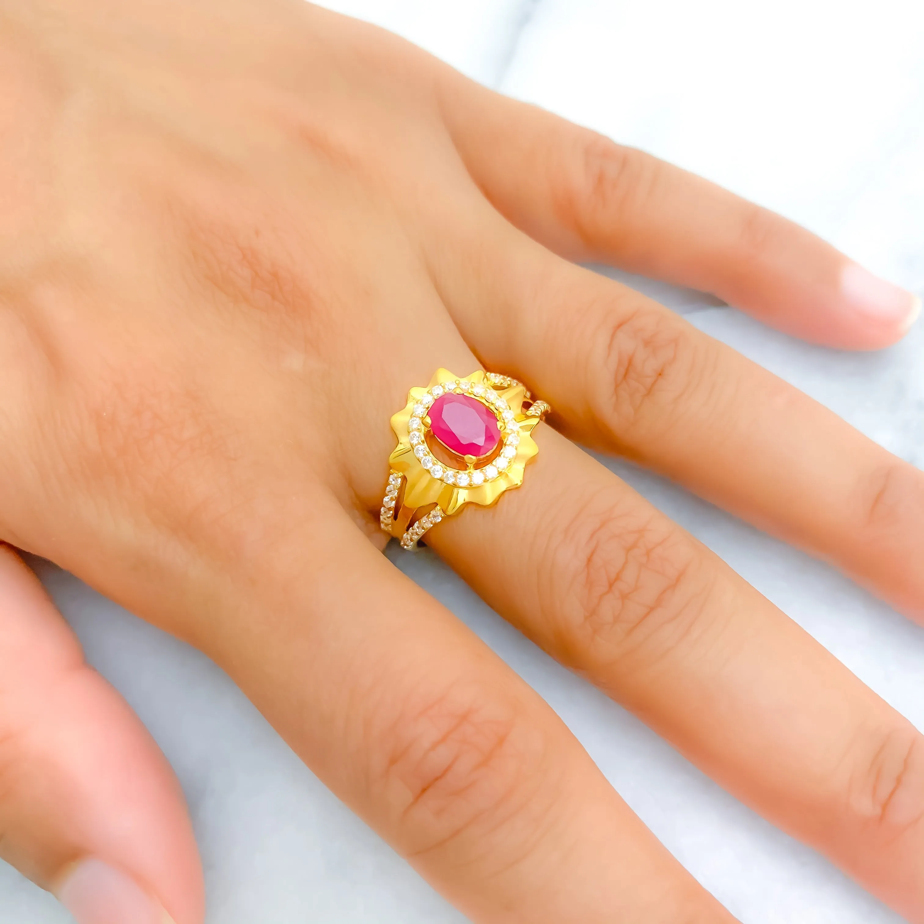 Blush Floral 22k Gold 22k Gold CZ Ring