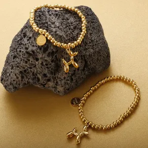 Bracelets Cute Style Balloon Dog Elastic Bracelet Good Luck Round Bead Puppy Bracelet For Women