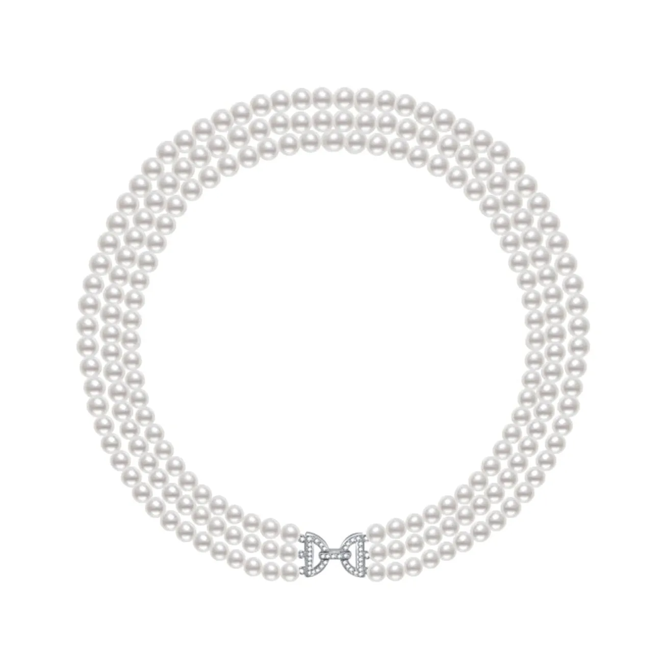 Choker Length 3-Layer Freshwater Pearl Necklace WN00499