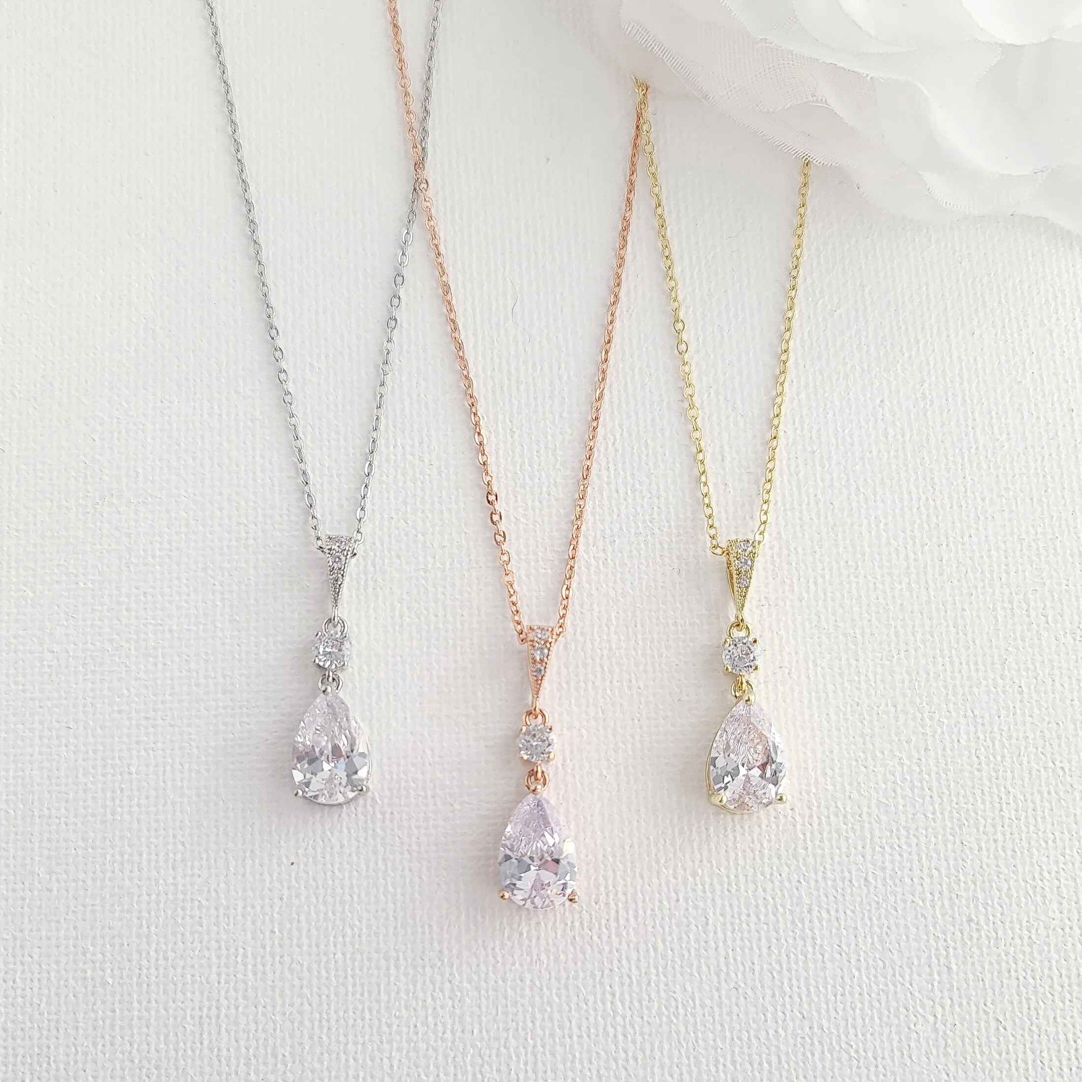 Cubic Zirconia Necklace Earrings Bracelet Set for Wedding-Ivy