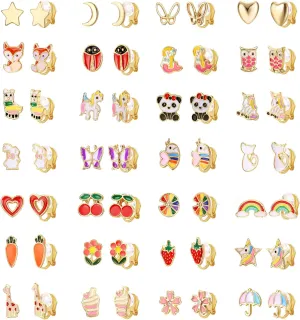 Fansilver 28 Pairs Clip On Earrings for Women Girls Gold Silver Non Pierced Earrings Animal Flower Star Butterfly Clip Earrings Set Cute Clip on Earrings for Teens Girls, ageover 3 years old