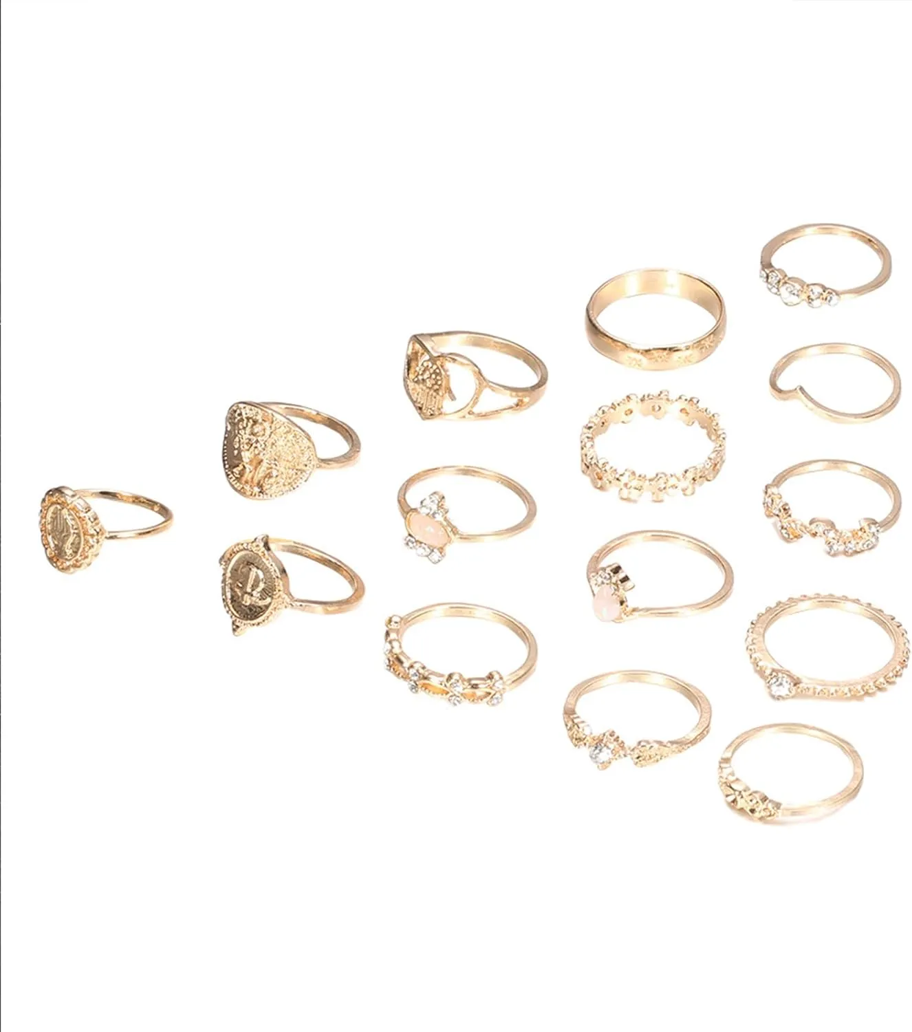 Gold Knuckle Stacking Rings for Women - Stackable Joint Finger Statement Set, Boho Vintage Midi Y2k Moon Star Snake Butterfly Pearl Top Finger Jewelry for Halloween