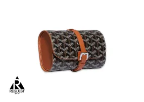 Deluxe Black/Brown Goyard Double Travel Watch Case