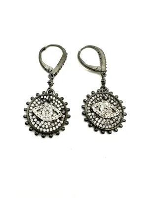 Hematite CZ Earrings-Eye