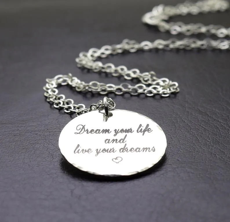 Large Sterling Silver Disc Pendant Necklace