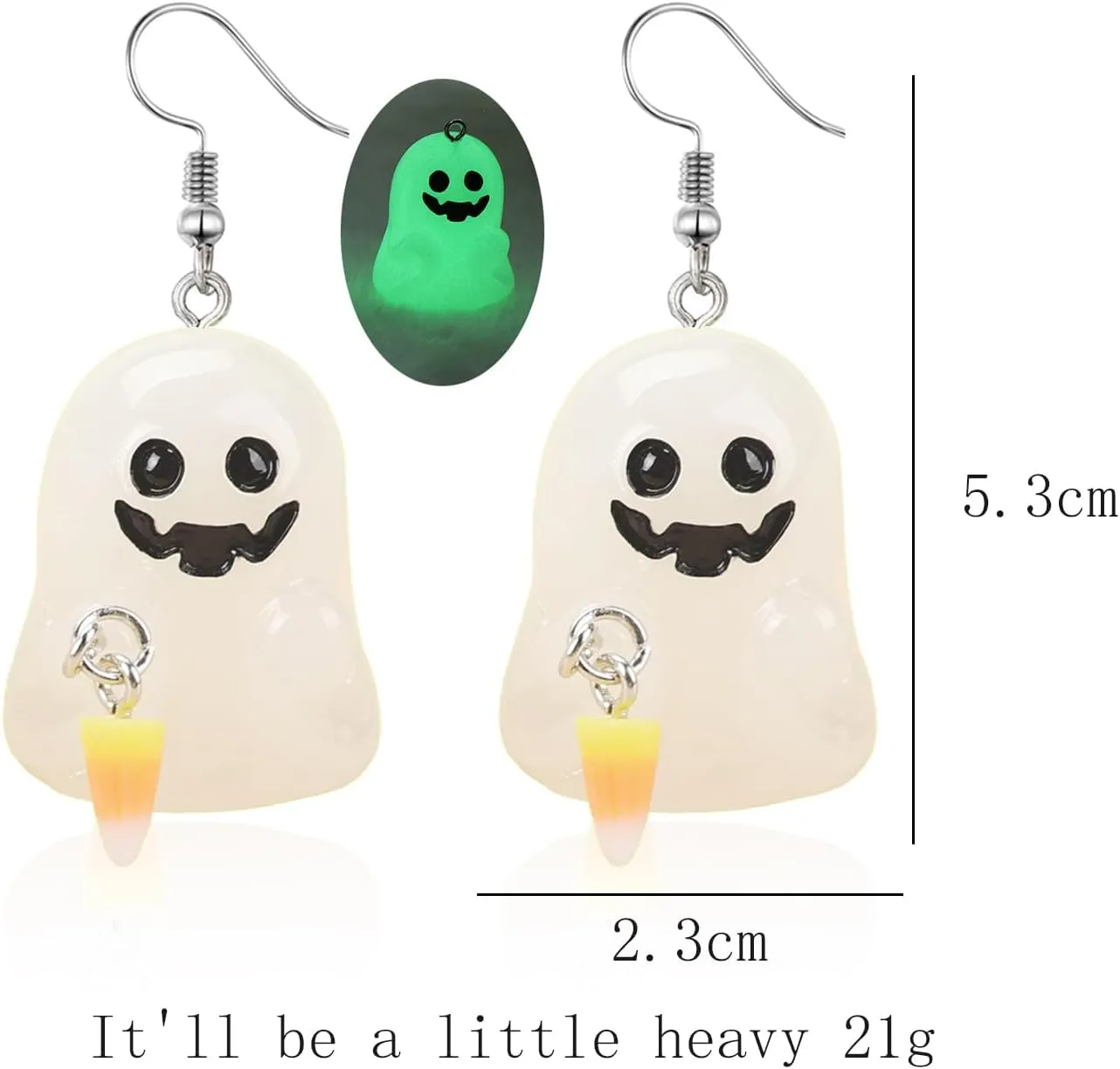 Light up Earrings for Women Silver Halloween Ghost Resin Cute Western Earrings Fall Chunky Big Fun Glow in the Dark Candy Pumpkin Corn Jewelry