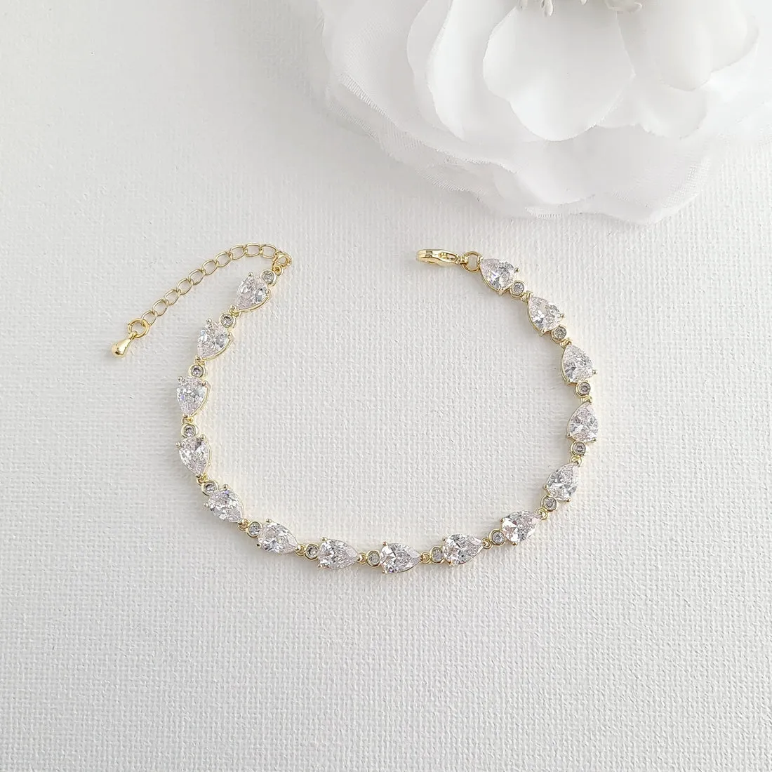 Pear Drop Earring Necklace Bracelet Set-Mary