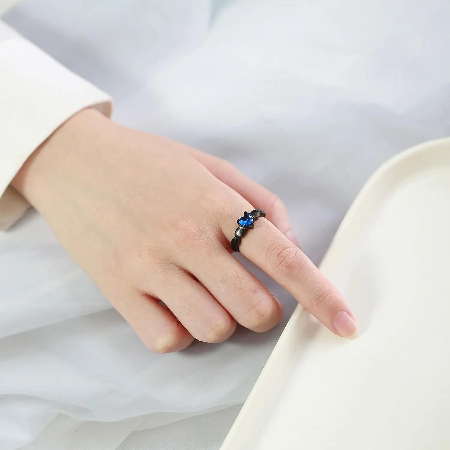 Personalized Couple Rings with Cubic Zirconia Matching Promise Rings for Him and Her Titanium Black CZ Wedding and Engagement Ring Set for Women and Men Comfort Fit Rings for Couples