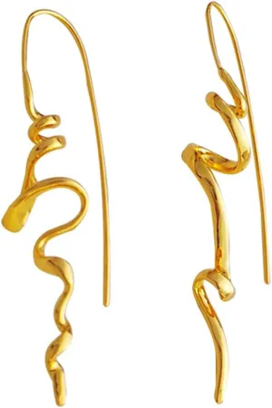 Silver Gold Earrings for Women Trendy Spiral Threader Earrings Silver Dangle Drop Earrings Hypoallergenic 14k Gold Unique Earrings Women Twist Simple Earrings Unique Jewelry for Women
