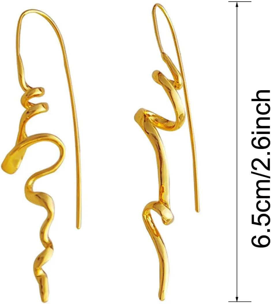 Silver Gold Earrings for Women Trendy Spiral Threader Earrings Silver Dangle Drop Earrings Hypoallergenic 14k Gold Unique Earrings Women Twist Simple Earrings Unique Jewelry for Women