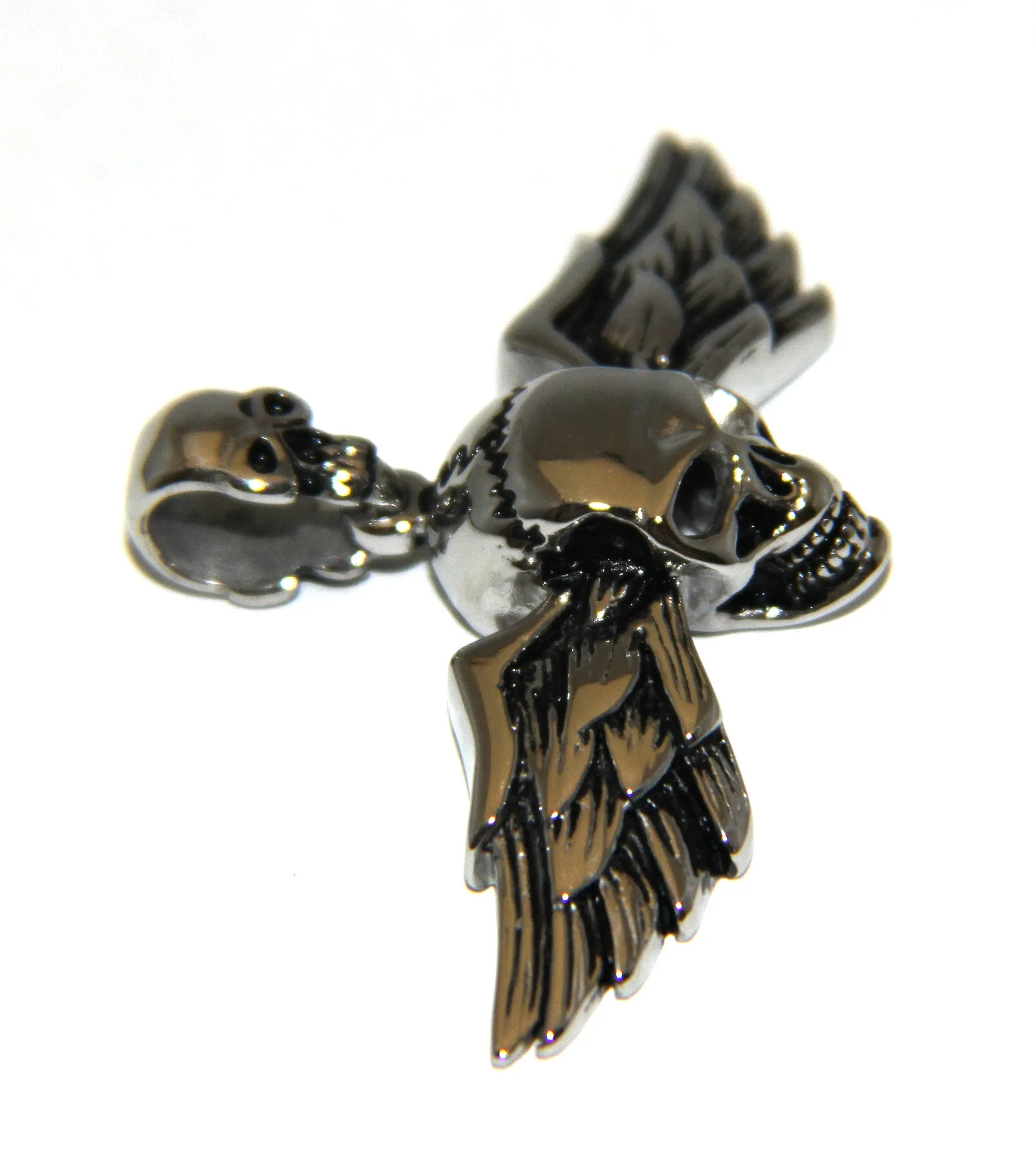 Stainless Steel Skull Wing Pendant- UDINC0488