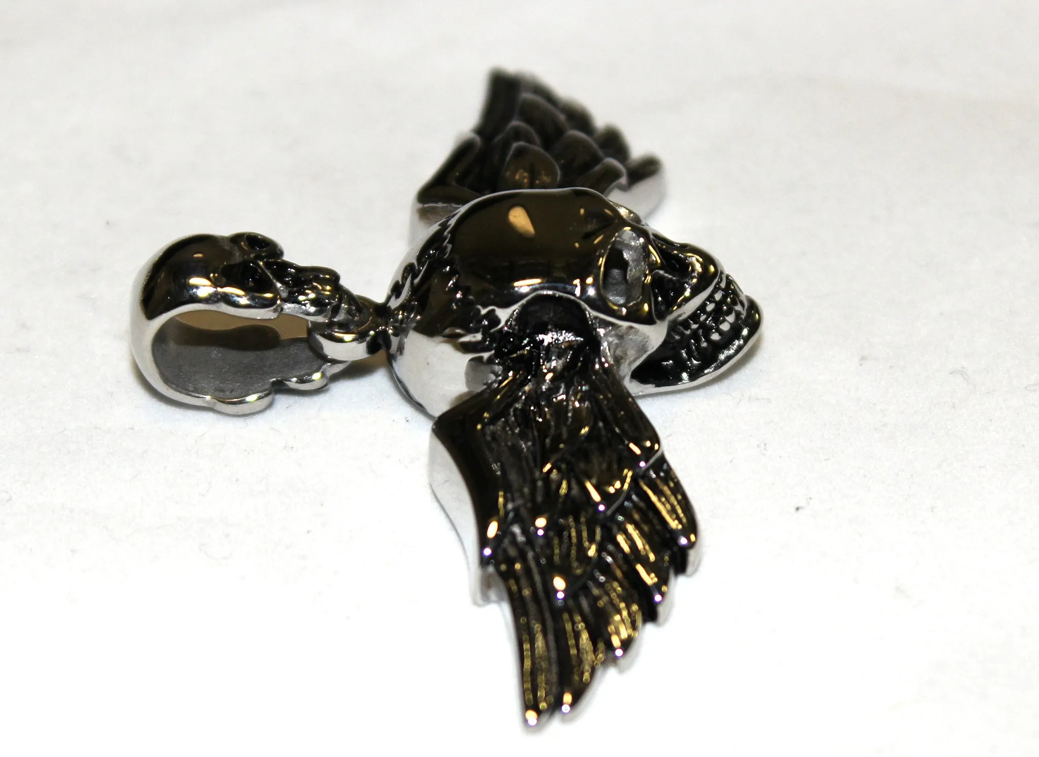 Stainless Steel Skull Wing Pendant- UDINC0488