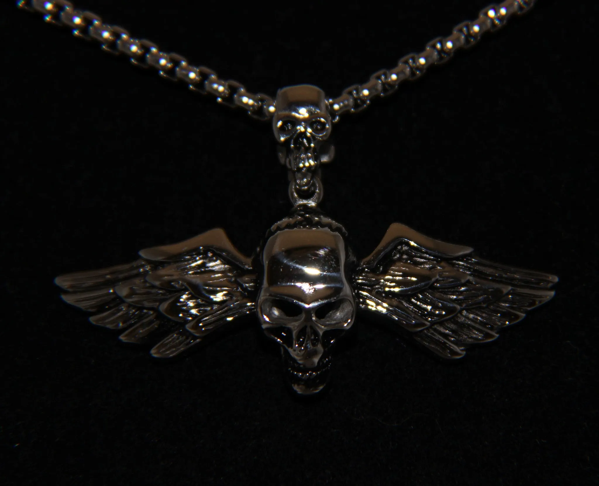 Stainless Steel Skull Wing Pendant- UDINC0488