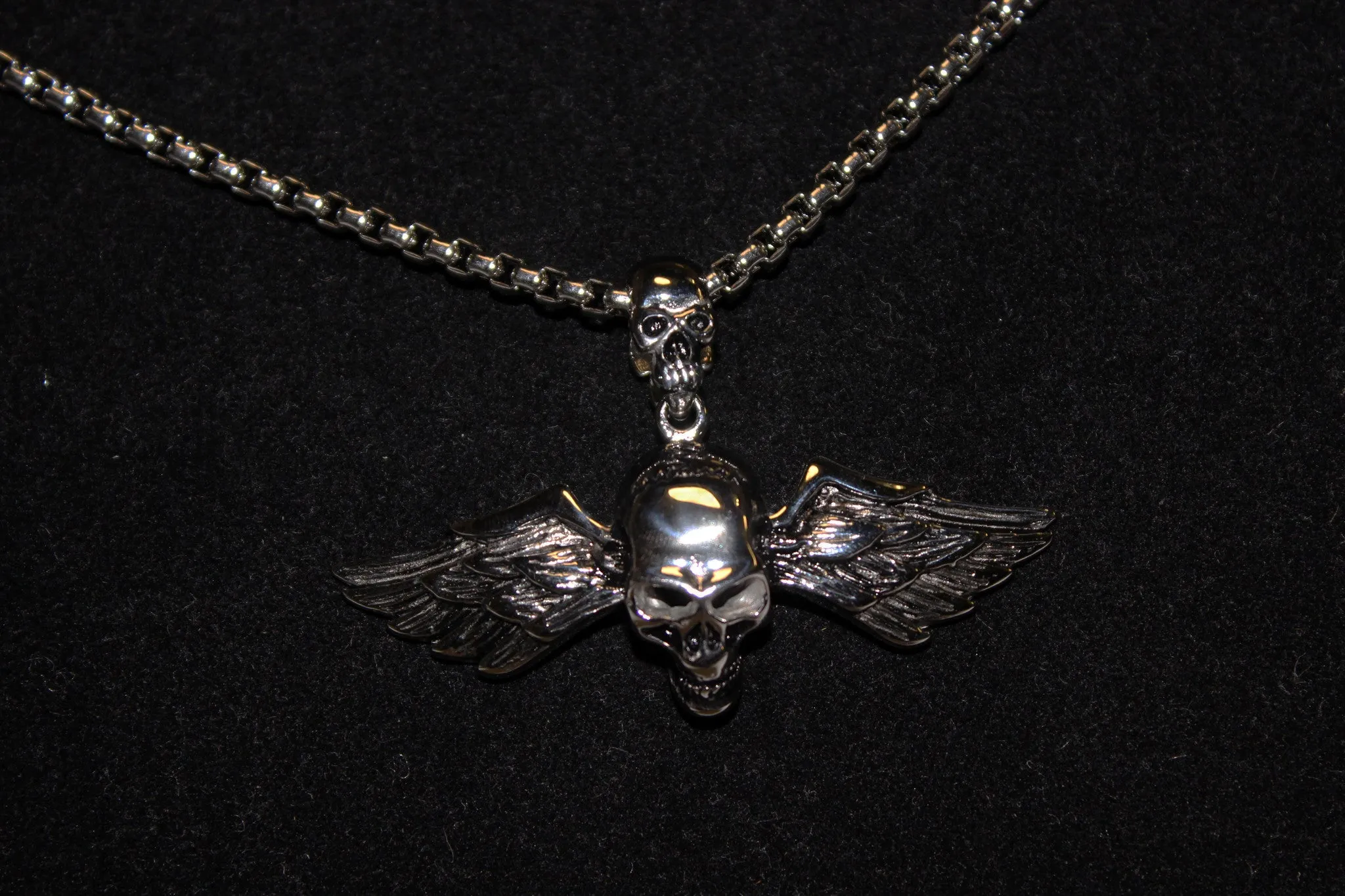 Stainless Steel Skull Wing Pendant- UDINC0488