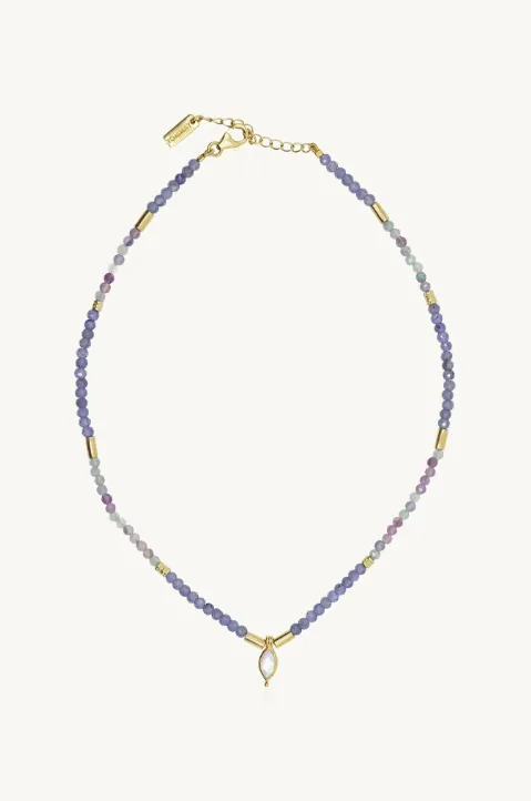 Theia Tanzanite & Fluorite Beaded Necklace Gold