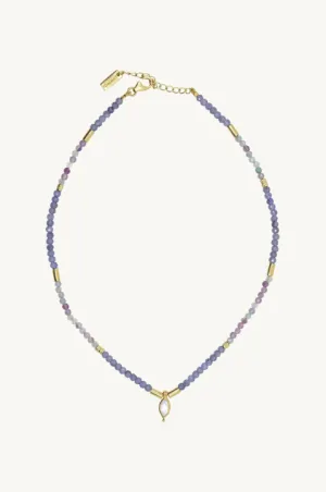Theia Tanzanite & Fluorite Beaded Necklace Gold
