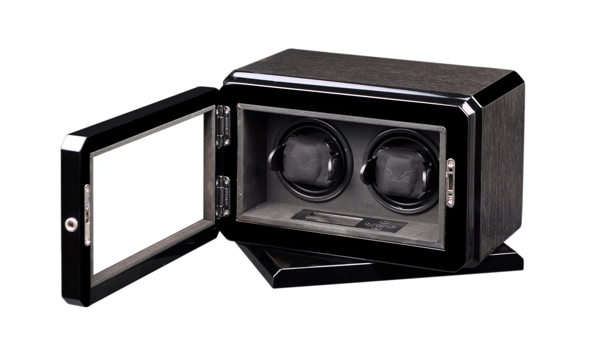 Volta Black Oak Double Watch Winder with Rotation Base