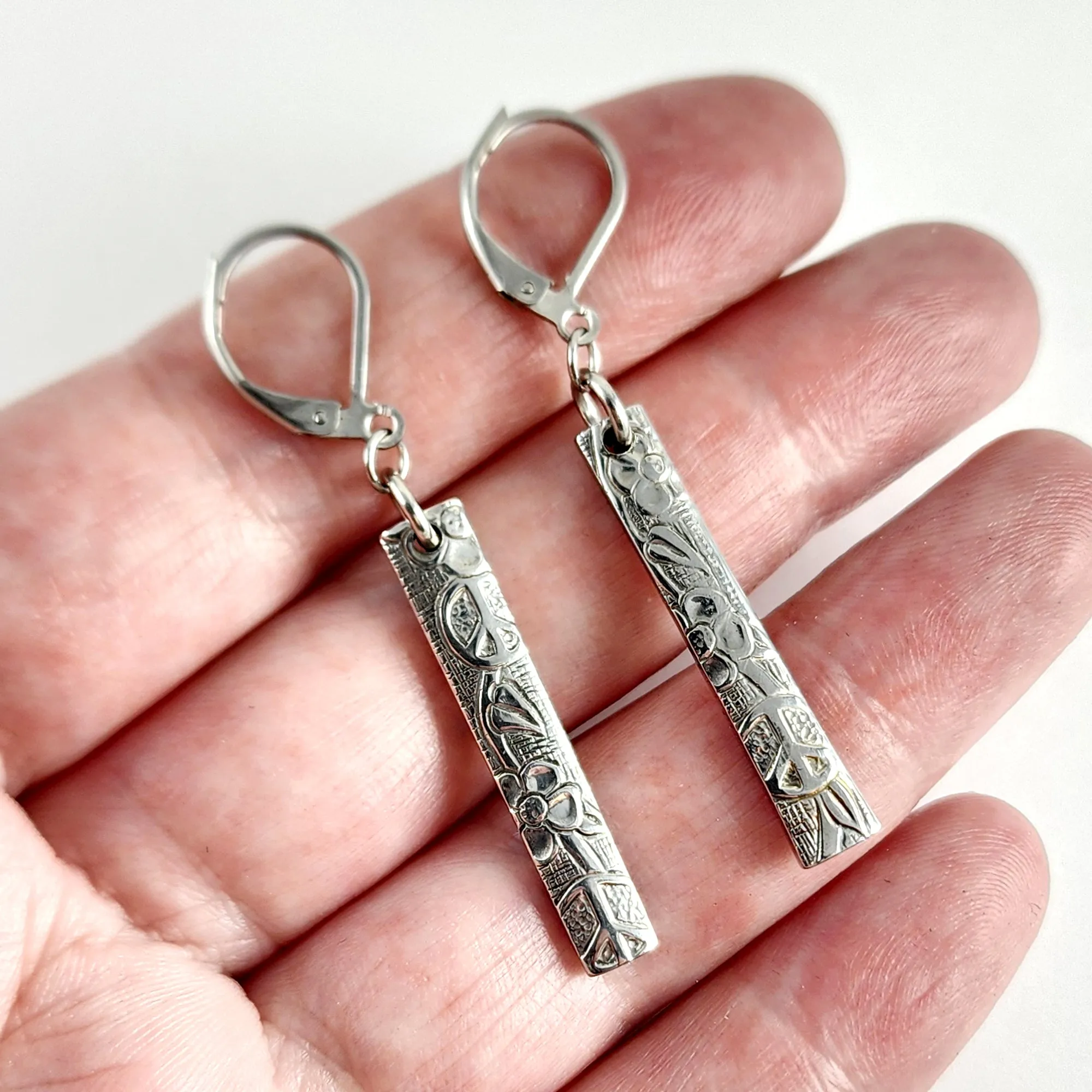 Woodstock Stainless Steel Spoon Bar Earrings