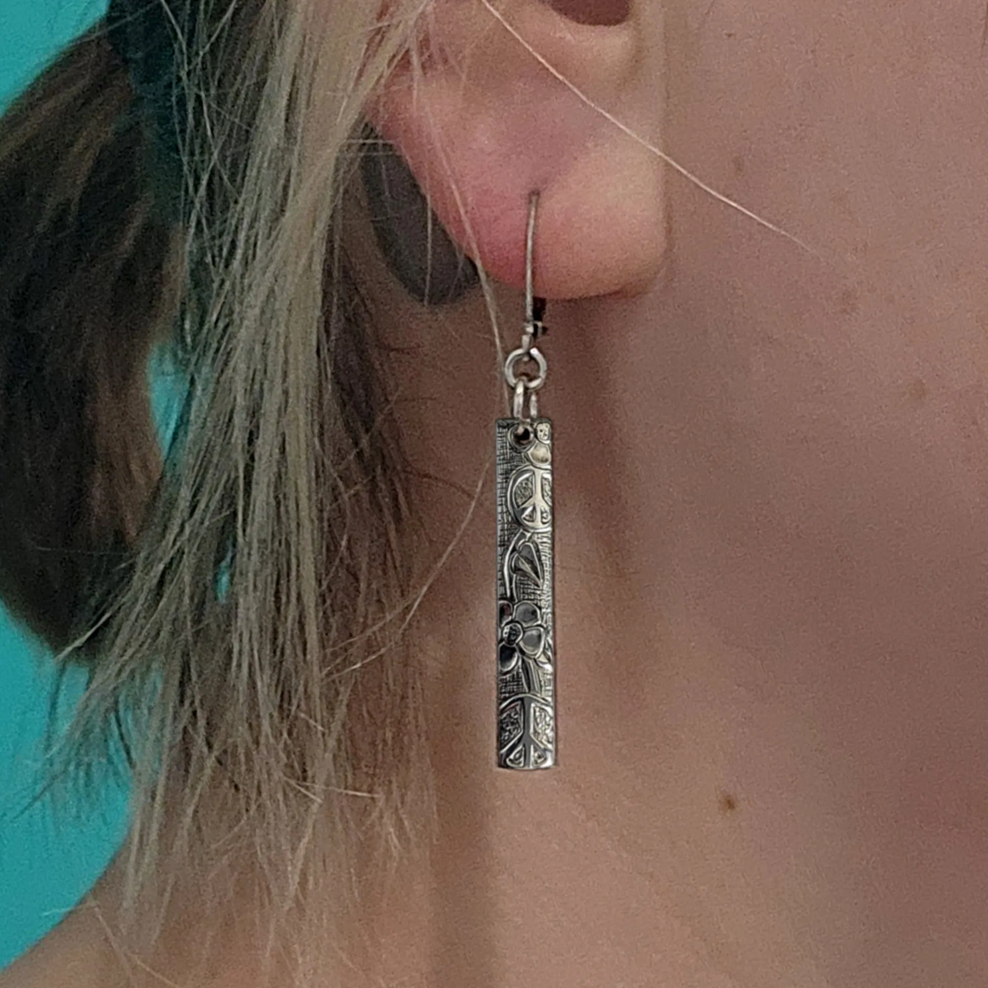 Woodstock Stainless Steel Spoon Bar Earrings
