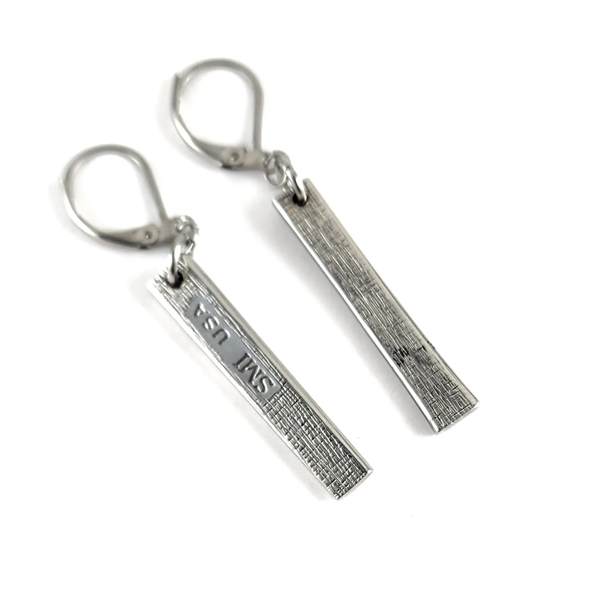 Woodstock Stainless Steel Spoon Bar Earrings