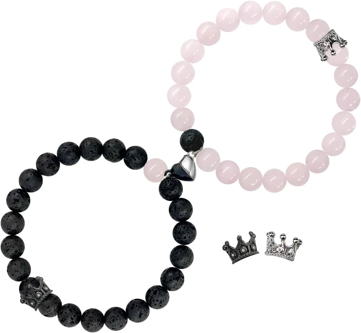 Ymeeaa Couples Bracelets King&Queen Crown His and Her Bracelets Heart Matching Bracelets Long Distance Relationship Gifts for Boyfriend and Girlfriend on Anniversary Couples Jewelry for Women Men