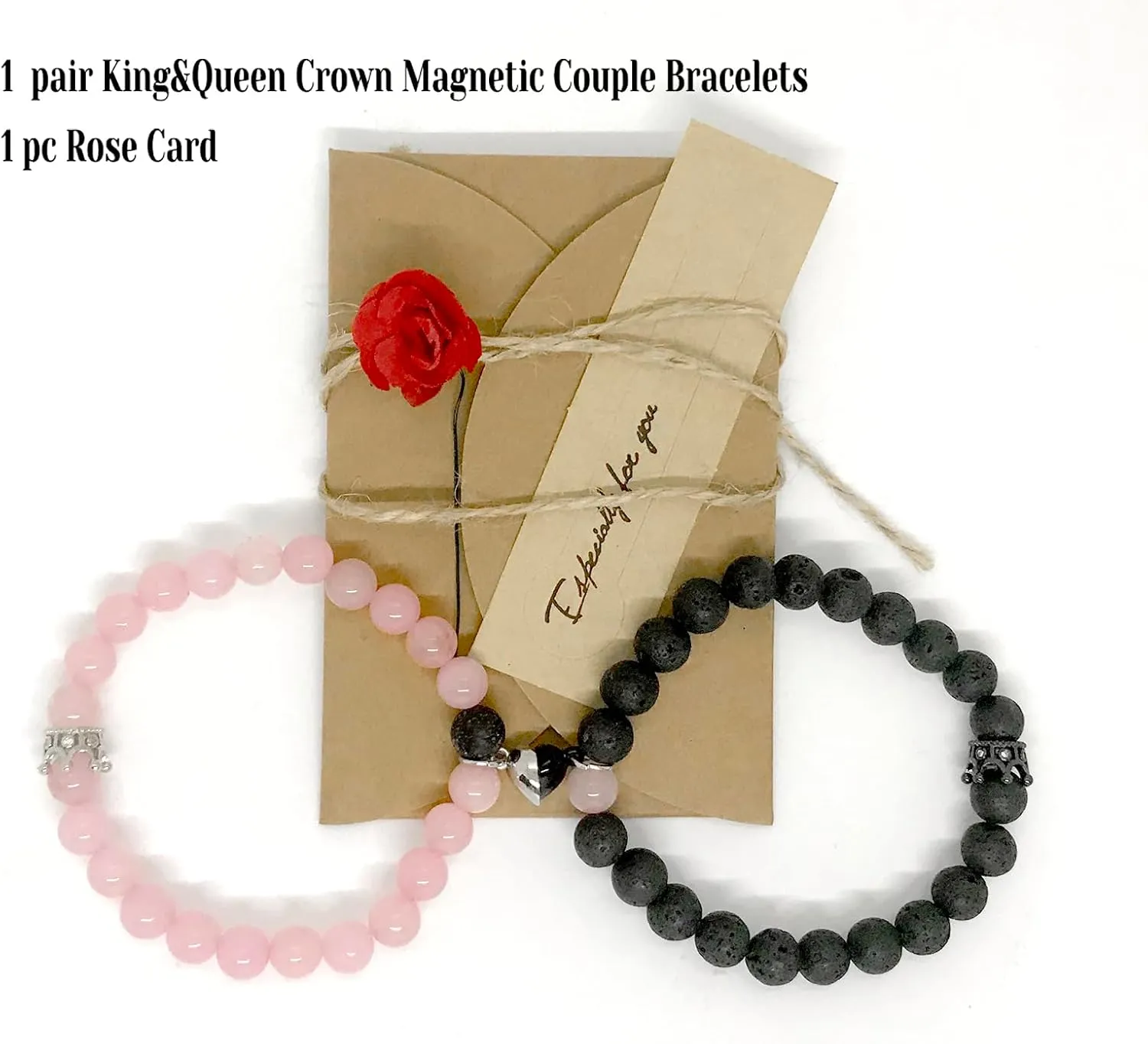 Ymeeaa Couples Bracelets King&Queen Crown His and Her Bracelets Heart Matching Bracelets Long Distance Relationship Gifts for Boyfriend and Girlfriend on Anniversary Couples Jewelry for Women Men